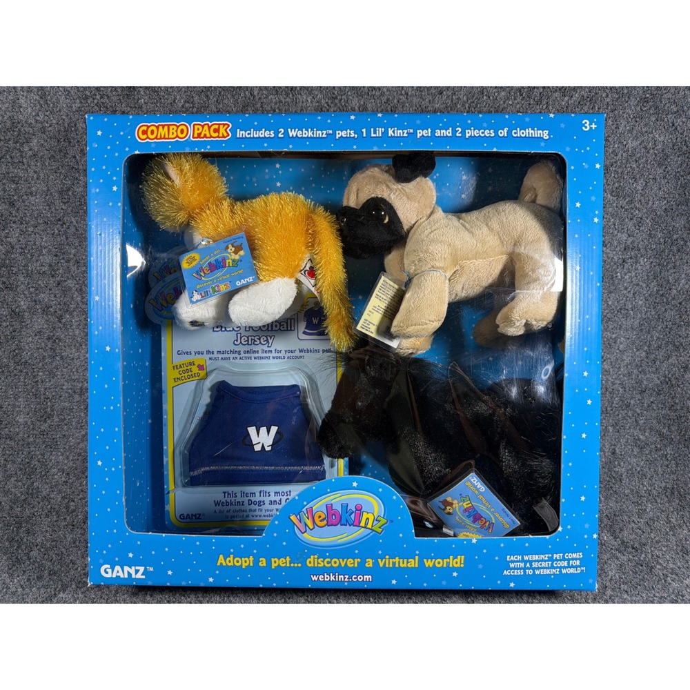 Webkinz Combo Pack Ganz Vintage NIB Pug Black Stallion Lil Kinz Cat Codes